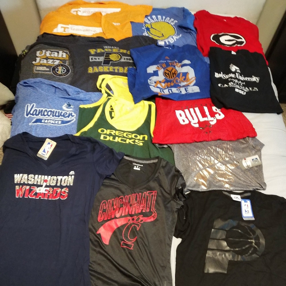 16 NBA and NCAA Sports Team Shirts